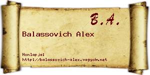 Balassovich Alex névjegykártya