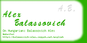 alex balassovich business card